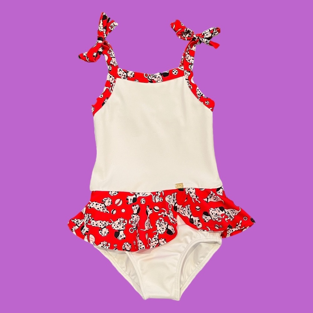 TQTA Girls Dalmatian Ruffle One piece Swimsuit.